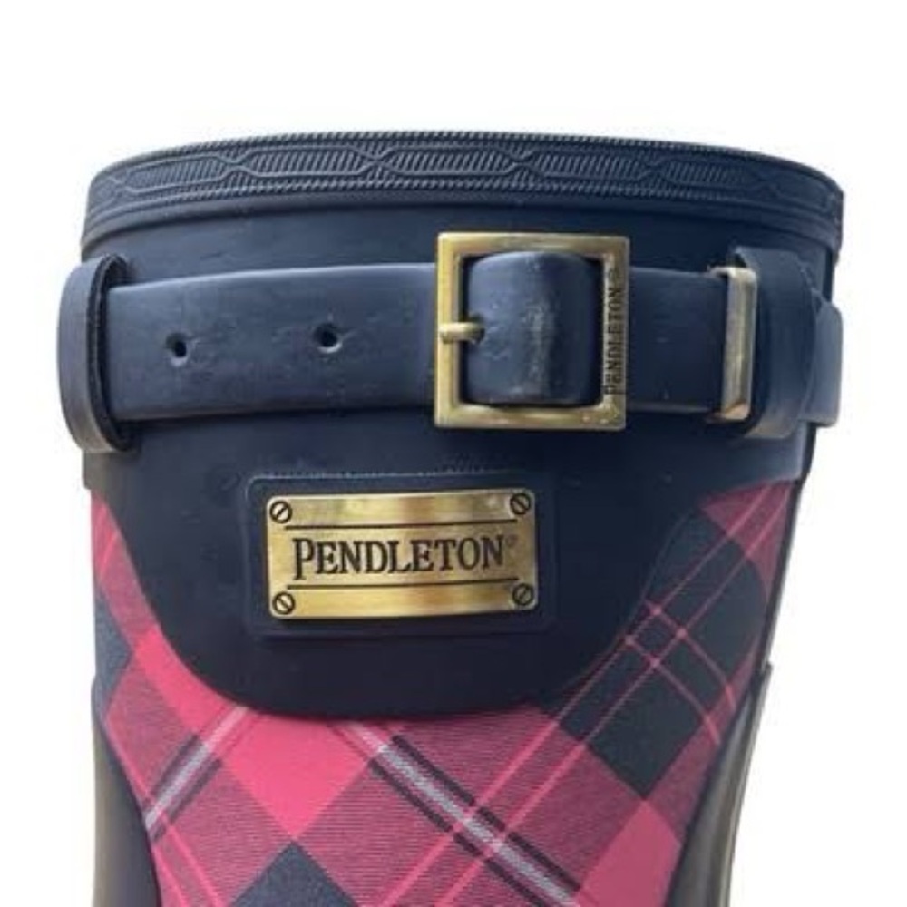 Pendleton Heritage Cunningham size 10 red black plaid scarlet rain boots - Picture 2 of 6